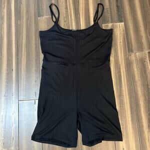 Ardene Basics Black Bodysuit Shorts Romper Thin Spaghetti Straps Scoop Neck Plus
